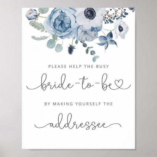 Dusty blue help de drukke bruid Adres en envelop Poster (Voorkant)