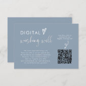 Dusty Blue Honeymoon Fund QR Code Trouwregister Informatiekaartje (Voorkant / Achterkant)