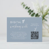 Dusty Blue Honeymoon Fund QR Code Trouwregister Informatiekaartje (Staand voorkant)
