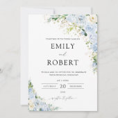 Dusty Blue huwelijksceremonie uitnodiging (Voorkant)