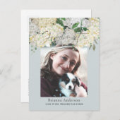 Dusty Blue Hydrangea Aankondiging Afstuderen foto (Voorkant / Achterkant)