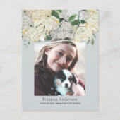 Dusty Blue Hydrangea Aankondiging Afstuderen foto (Voorkant)