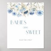 DUSTY Blue Hydrangea Baby shower Baby's zijn zoet Poster (Voorkant)