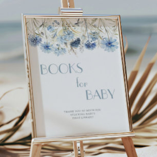 DUSTY Blue Hydrangea Baby shower Boeken voor Baby Poster