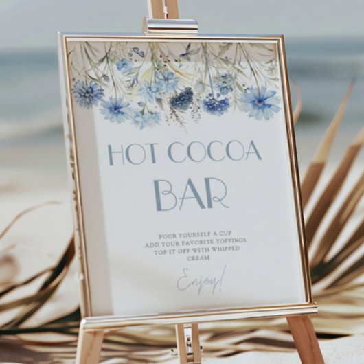 DUSTY Blue Hydrangea Baby shower Hot Cocoa Bar Poster
