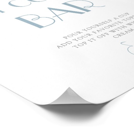 DUSTY Blue Hydrangea Baby shower Hot Cocoa Bar Poster (Hoek)