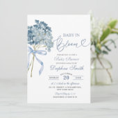 Dusty Blue Hydrangea Baby shower Kaart (Staand voorkant)