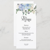 Dusty Blue Hydrangea Bloemen Bruiloft Menu (Voorkant / Achterkant)