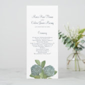 Dusty Blue Hydrangea Elegant Floral Ceremony Programma (Staand voorkant)