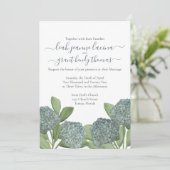 Dusty Blue Hydrangea Elegant Summer Floral Wedding Kaart (Staand voorkant)