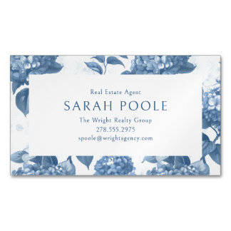 Dusty Blue Hydrangea Elegante makelaar Magnetisch Visitekaartje