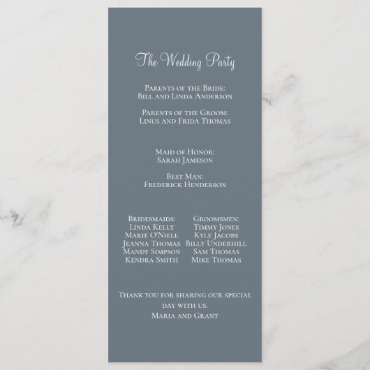 Dusty Blue Hydrangea Floral Elegant Ceremony Programma (Achterkant)