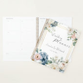 Dusty Blue Hydrangea Floral Wedding Planner (Devant avec enveloppe)