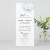 Dusty Blue Hydrangea Floral Wedding Programma (Staand voorkant)