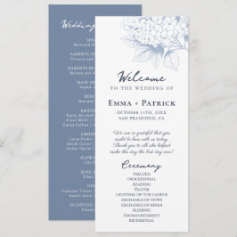 Dusty Blue Hydrangea Floral Wedding Programma