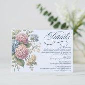 Dusty Blue Hydrangea Flowers Wedding  Informatiekaartje (Staand voorkant)