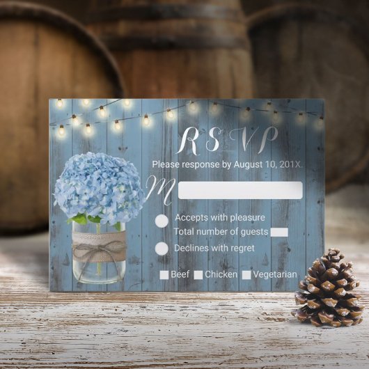 Dusty Blue Hydrangea Jar String Lights RSVP