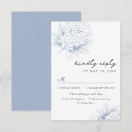 Dusty Blue Hydrangea Meal Options RSVP Card