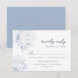 Dusty Blue Hydrangea Meal Options RSVP Card