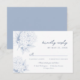 Dusty Blue Hydrangea Meal Options RSVP Card