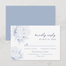 Dusty Blue Hydrangea Meal Options RSVP Card