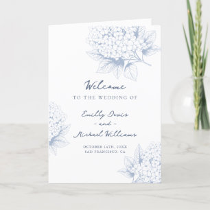 Dusty Blue Hydrangea Programme de mariage plié