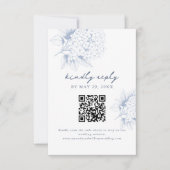 Dusty Blue Hydrangea QR Code RSVP Card (Devant)