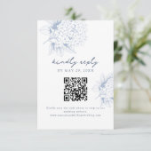 Dusty Blue Hydrangea QR Code RSVP Card (Debout devant)