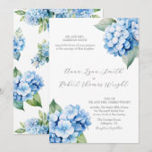 Dusty Blue Hydrangea Watercolor Faire-part de mari (Devant / Derrière)