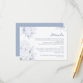 Dusty Blue Hydrangea Wedding Details Informatiekaartje