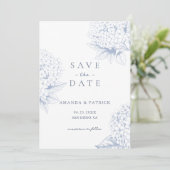 Dusty Blue Hydrangea Wedding Enregistrer la carte  (Debout devant)