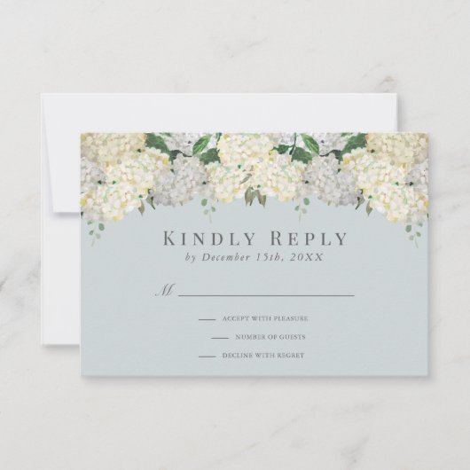 Dusty Blue Hydrangea Wedding RSVP (Devant)