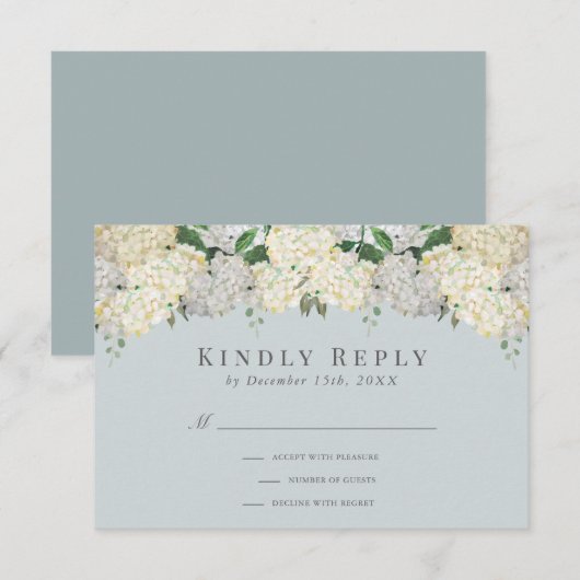 Dusty Blue Hydrangea Wedding RSVP (Devant / Derrière)