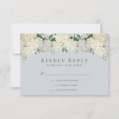 Dusty Blue Hydrangea Wedding RSVP Kaartje (Voorkant)