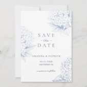 Dusty Blue Hydrangea Wedding Save the Date Kaart (Voorkant)