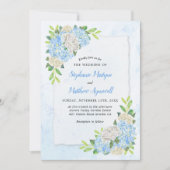 Dusty Blue Hydrangea White Rose Wedding Kaart (Voorkant)
