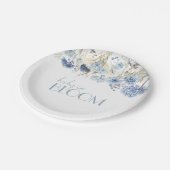 DUSTY Blue Hydrangea Wildflower Baby shower Papieren Bordje (Gekanteld)