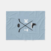 Dusty Blue Ice Hockey Classic Verdrietig Monogram Fleece Deken (Voorkant (Horizontaal))
