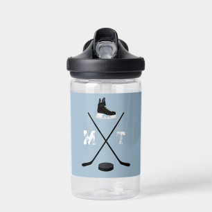 Dusty Blue Ice Hockey Classic Verdrietig Monogram Waterfles