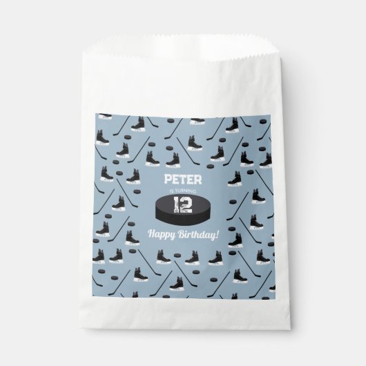 Dusty Blue Ice Hockey Stick, Schaatsen Puck Verjaa Bedankzakje (Voorkant)