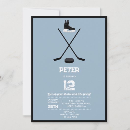 Dusty Blue Ice Hockey Stick, Schaatsen Puck Verjaa Kaart (Voorkant)