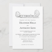 Dusty Blue Invitation avec croquis du lieu (Devant)