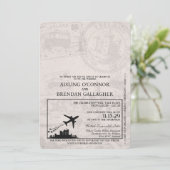 Dusty Blue Ireland Passport Wedding Invitation Kaart (Staand voorkant)