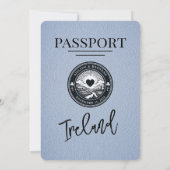 Dusty Blue Ireland Passport Wedding Invitation Kaart (Achterkant)