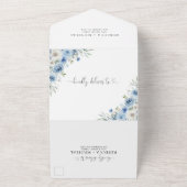 Dusty Blue Ivory All in One Wedding Invitation (Dehors)