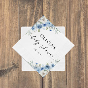Dusty Blue Ivory Baby Shower Paper Napkin Servet