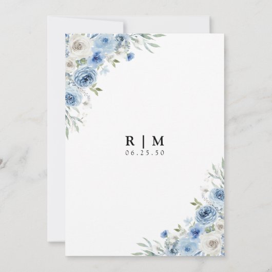 Dusty Blue Ivory Bewaar de datum kaarten (Achterkant)