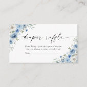 Dusty Blue Ivory Diaper Raffle Enclosure Card Informatiekaartje (Voorkant)