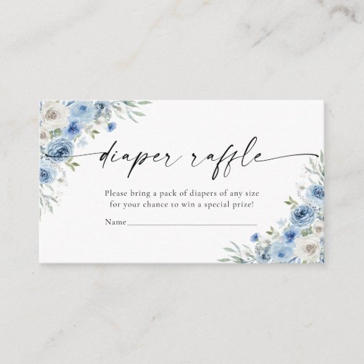 Dusty Blue Ivory Diaper Raffle Enclosure Card Informatiekaartje (Voorkant)