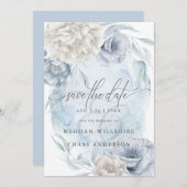 Dusty Blue Ivory Elegant Rustic Flowers Kaart (Voorkant / Achterkant)